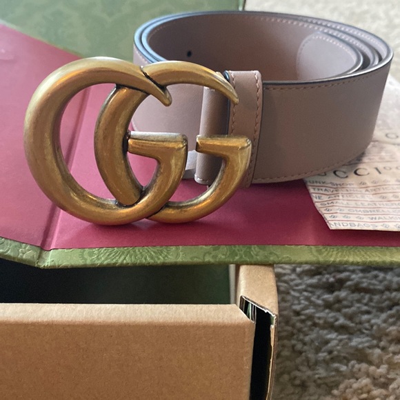 Gucci Dusty Pink (Taupe like color) Leather Belt Size 70 - Picture 1 of 6